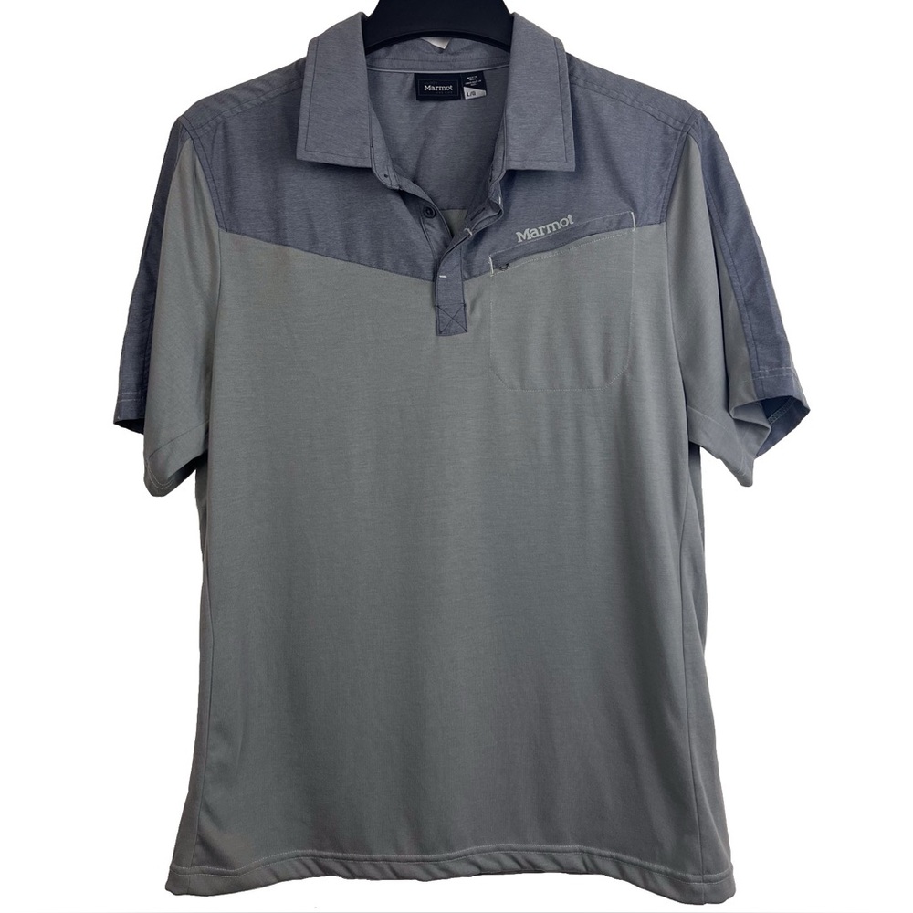 Marmot Mens Gray Polo Shirt Performance Golf Casual Short Sleeve Size Large